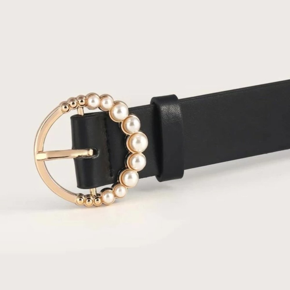 ✨Host Pick✨Black Pearl Decor Buckle Belt - Picture 3 of 4